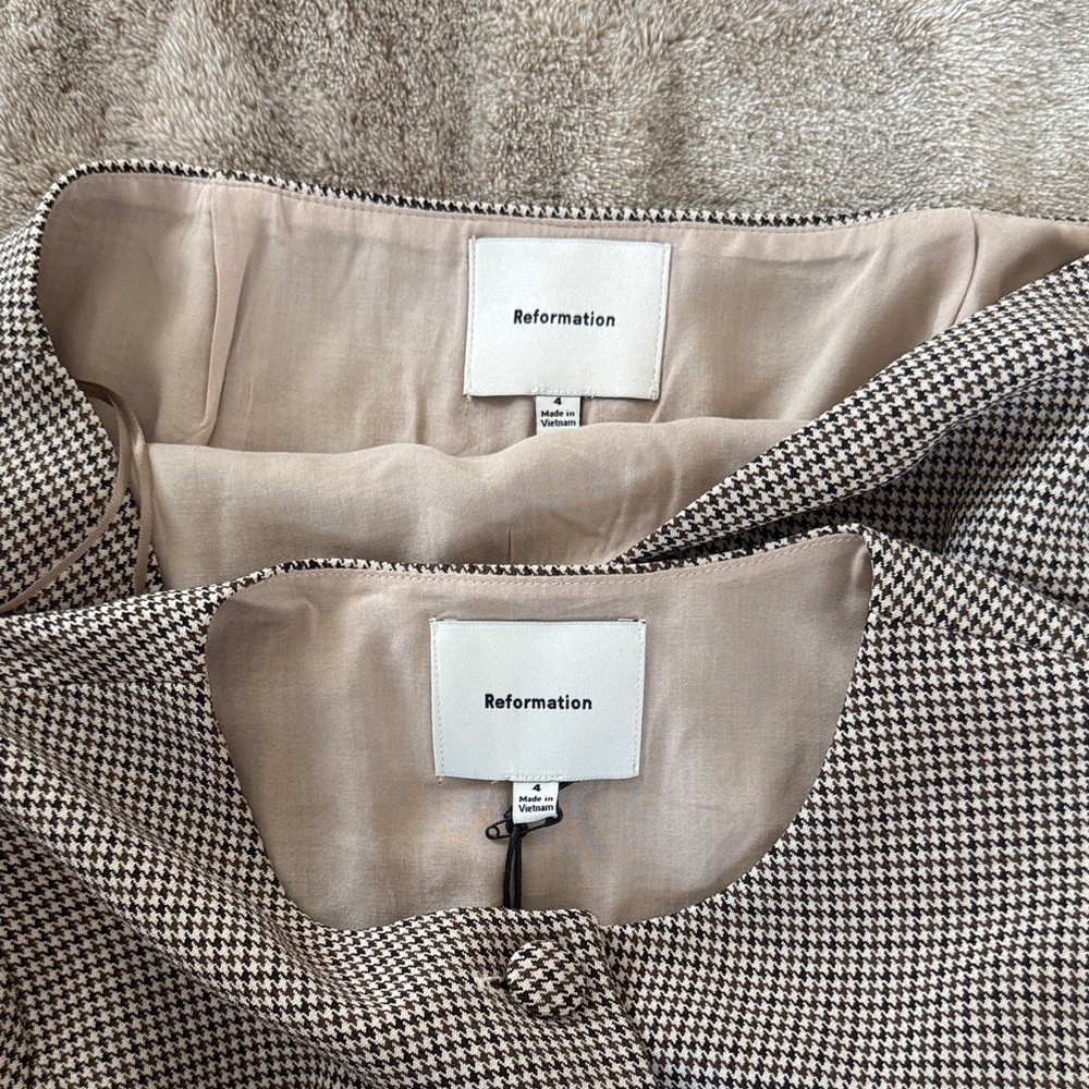 Reformation Mika Two Piece in Choco Check - Picture 4 of 4